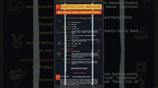 • DEPECHE MODE • BLACK CELEBRATION •
 http://www.depmode.com/Depeche_Mode_Black_Celebration.php