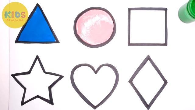 Shapes drawing coloring painting for kids  toddlers  Watecolor painting shapes  Learn drawing