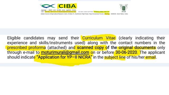 ICAR-CIBA RECRUITMENT 2020 | CHENNAI | Central Institute of Brackishwater Aquaculture | Trickyidiot