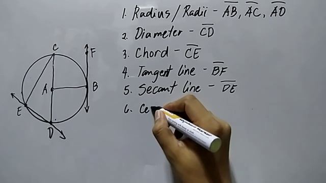 Radius Diameter Chord Tangent Line Secant Line Central Angel Inscribed Angle Intercepted Arc