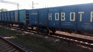электровоз Вл80к-135 с чётным грузовым поездом РЖД новотранс следует по 2 пути ст.Святошин