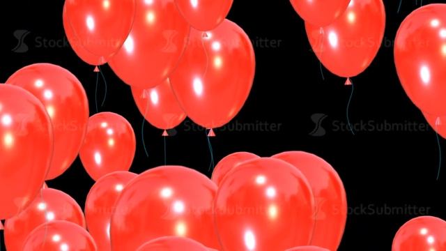 Ballons Rise up with Alpha Channel. 3d render смотреть онлайн
