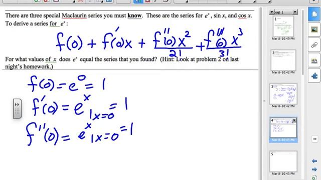 5 2 4 part a- Series for e^x, six and cosx