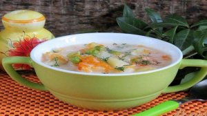 Суп овощной с тыквой и горошком
