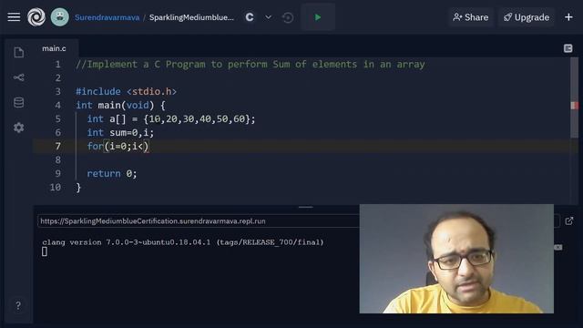 C Program to perform Sum of elements in an array