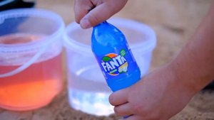 Different Fanta, Coca Cola, 7up, Mirinda in Buckets vs Mentos Underground!