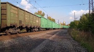 "Без буквы С" 2ЭС6-234 С грузовым составом и приветливой бригадой