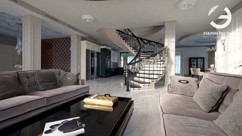 Винтовая лестница в шикарном интерьере