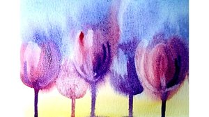 Лиловые тюльпаны. Акварельный этюд.