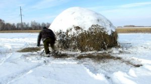 ЮМЗ тащит стог сена