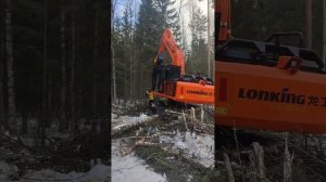Запуск гусеничного харвестера Lonking CDM6225H в лесу