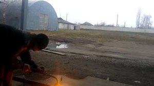 Резка резаком толстого металла 60мм под циркуль