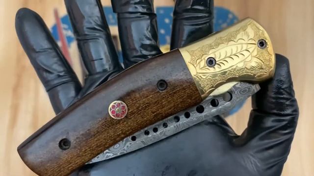GB1681 DAMASCUS STEEL CUSTOM HANDMADE FOLDING/POCKET KNIFE 8.5" - GRIZZLY BLADES