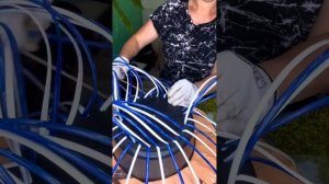 Кашпо- тыква из полиротанга. Процесс плетения.