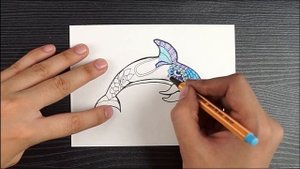 Dolphin Doodle Art || How To Draw Dolphin Step By Step || Dolphin Drawing Easy || Doodle Art