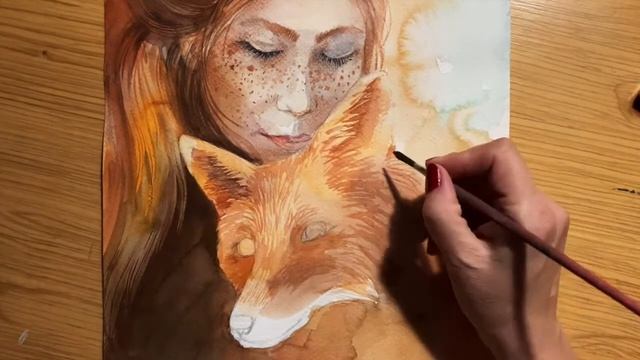 "Рыжий сон", акварель 26х36 см. смотреть онлайн