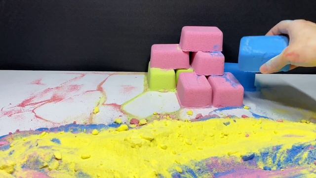 ASMR Baking Soda Colourful Mini Bricks Crumble #asmrcrushcrunchy