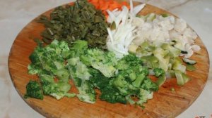 Рагу овощное с брокколи цветной капустой и спаржевой фасолью