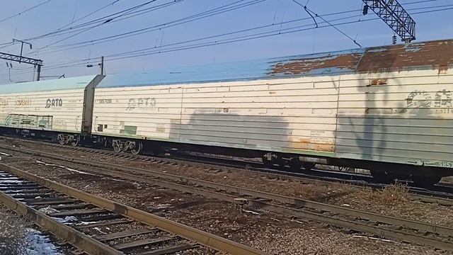 Тепловоз ТЭЗЗА-0219 Маневровый тепловоз СКД6Е-2024 с грузовым вагонами Станция Алматы-1 Хроника-КТЖ