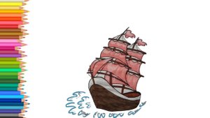 Как нарисовать Корабль Алые Паруса🌸