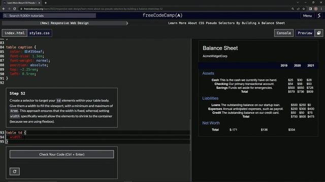 (scrapped) learn2code | freeCodeCamp (New) Responsive Web Design - Building a Balance Sheet: Step 5