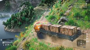 Snowrunner убрали завал с дороги в горах