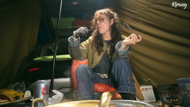 바닷가앞_마지막_차박캠핑🚗_솔로캠핑_냄비밥+🔥소세지볶음&🍺