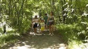 С внучками на площадке. Горная речка.