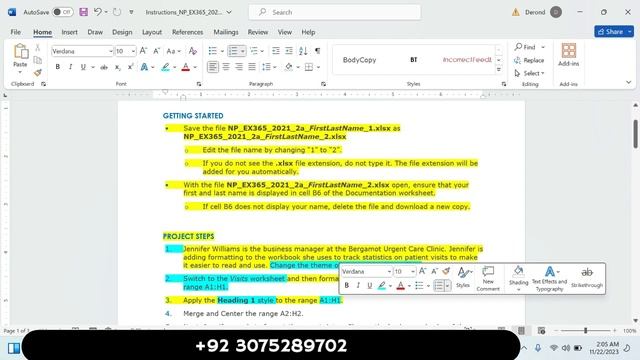 New Perspectives Excel 365/2021 | Module 2: SAM Project 1a Bergamot Urgent Care Clinic
