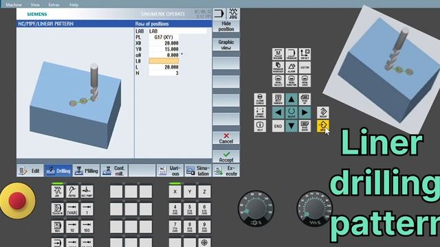 Linear pattern drilling in Siemens CNC controller. смотреть онлайн