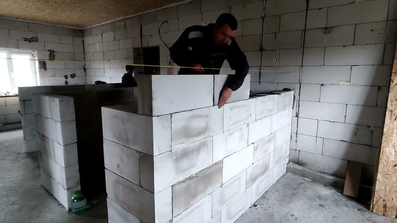дом  10 часть.  перегородки газобетон / I build a house from aerated concrete part 10