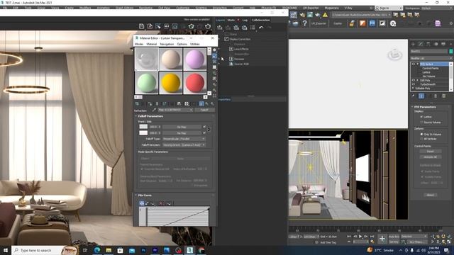 3ds max vray Curtain transparent cloth material|Easy Method|3dmax full Course