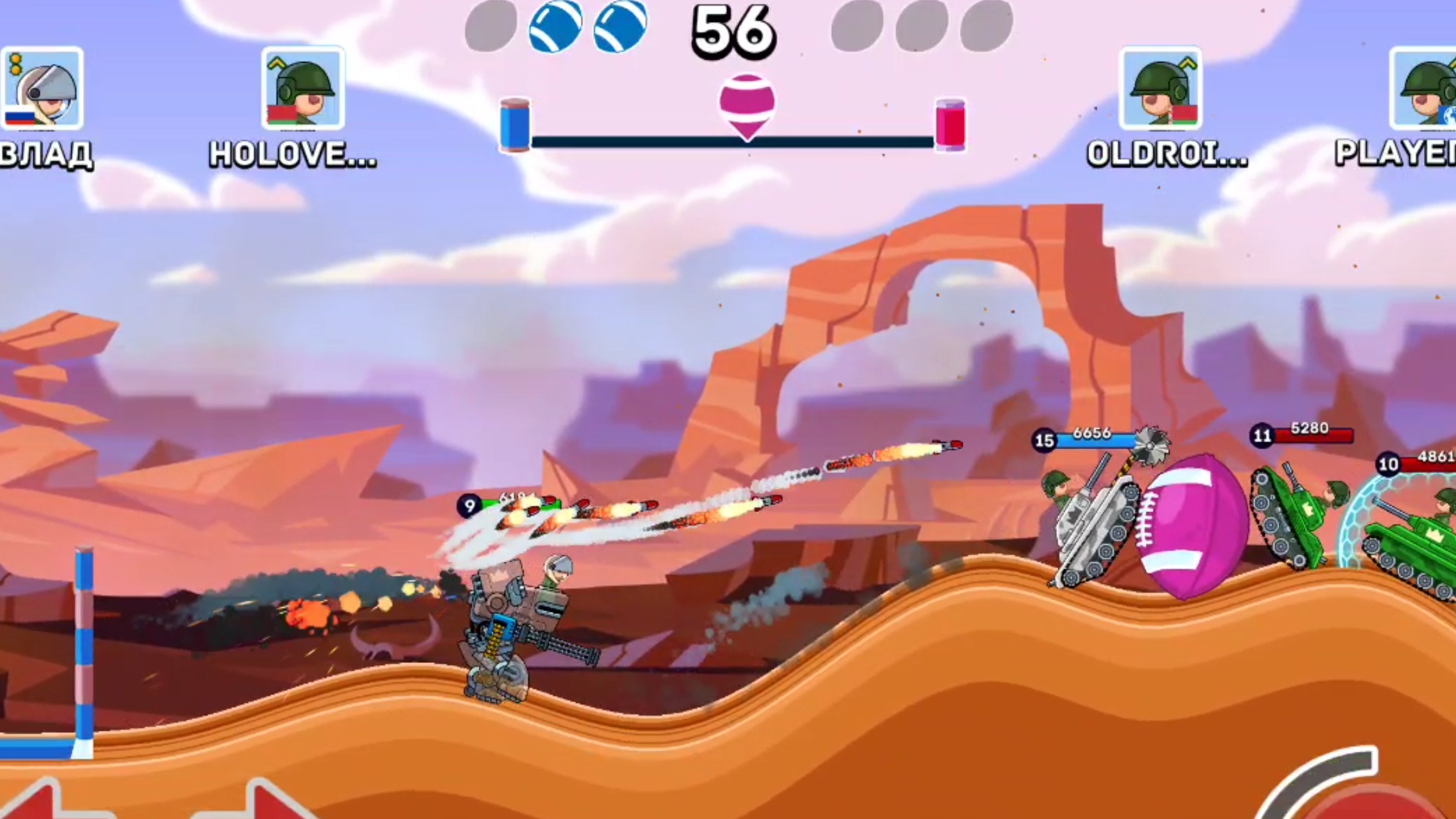 Играю в Hills of Steel в режиме тачдаун смотреть онлайн