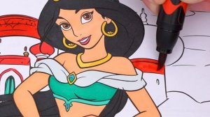 Coloring Jasmine Aladdin Disney Princess Coloring Page Prismacolor Markers | KiMMi THE CLOWN