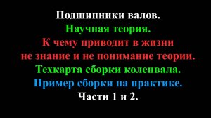 Подшипники валов ч.1 и 2. Новое в научной теории. К чему приводит незнание и непонимание теории.