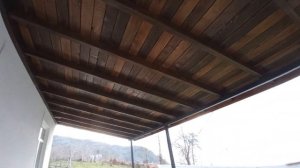 Деревянный навес с металлочерепицей