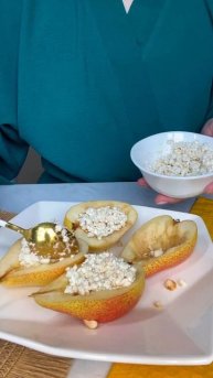 Запеченные груши с творогом и кешью! Рецепт в описании 💛