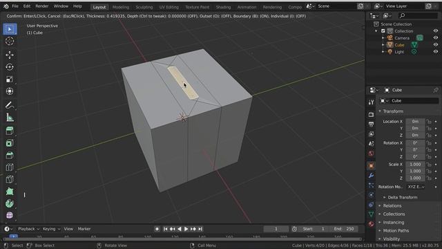 CoderDojo Athenry Modellers 2019. Blender clip showing inset.