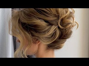 Объемный высокий пучок, ракушка из локонов Wedding hairstyle. Beautiful high bun.
