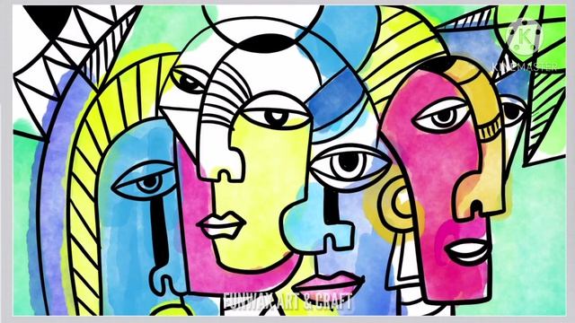 Cubism Picasso inspired Abstract faces | Cubism art lesson for kids | How to draw Cubism faces