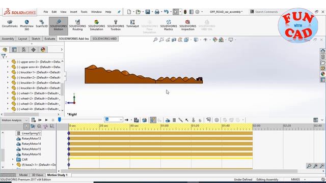 SolidWORKS OFFROAD CAR climb on rough TERRAIN with SUSPENSION | SolidWORKS MOTION Study Tutorial смотреть онлайн