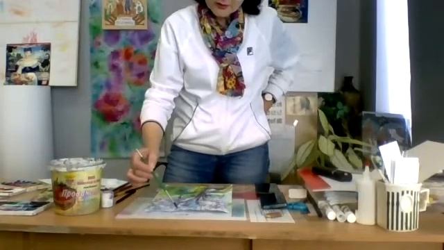 Урок живописи "Весна. Цветущие деревья" Часть 2 смотреть онлайн