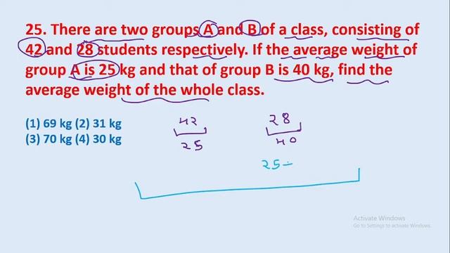25. There are two groups A and B of a class, consisting of 42 and 28 students respectively || edu21