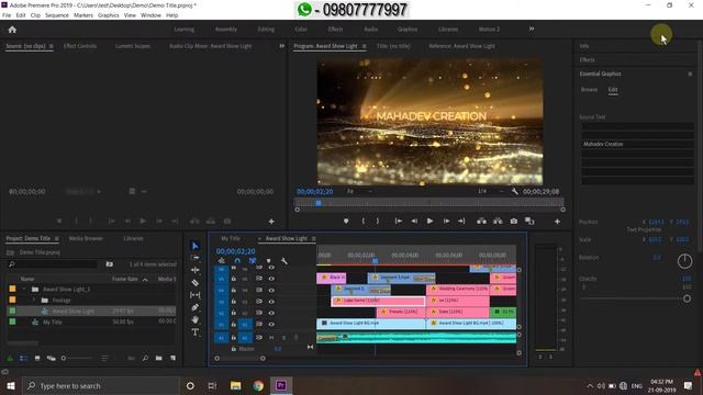 Titles and Essential Graphics Adobe Premiere Pro Tutorial in Hindi