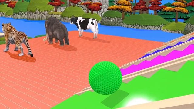 Paint & Animals 3 Gorilla,Cow,Duck,Tiger,Lion,Elephant,Chicken Fountain Crossing Transformation