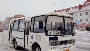 Звук мотора автобуса ПАЗ-32054, гос АН 668 72, Маршрут 14
