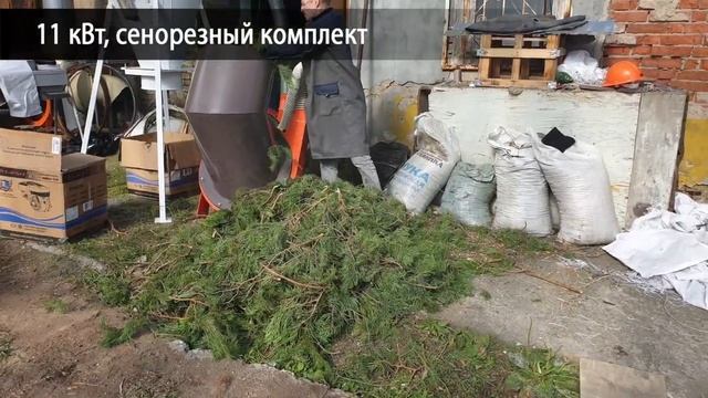 Измельчение хвойной лапки. Хвоя сосны. Измельчитель сена, соломы. Витаминно-хвойная мука. смотреть онлайн
