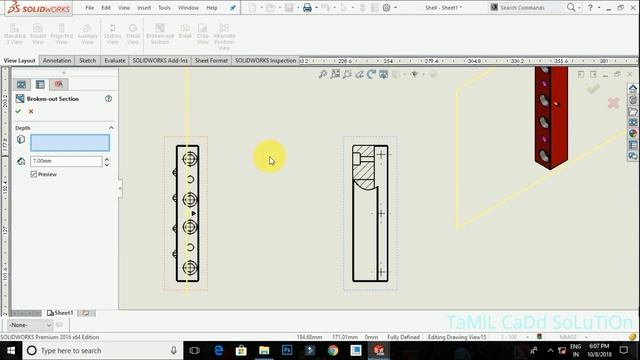 SolidWorks Drawing Broken Out Section Tutorial -- Tamil