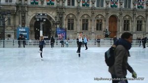 французы на коньках  Гревская площадь Париж