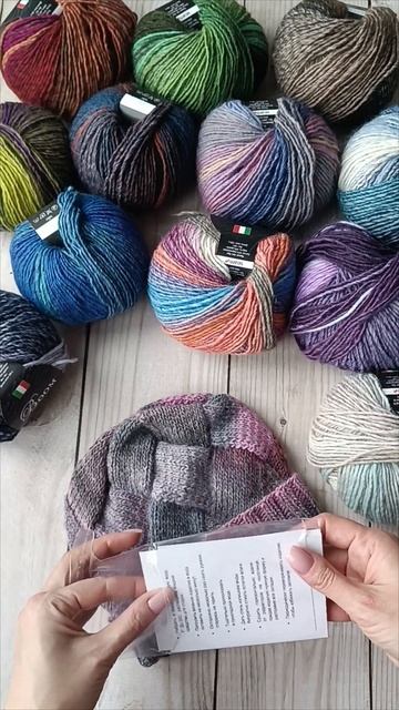 шапка весна -осень в технике #энтрелак смотреть онлайн